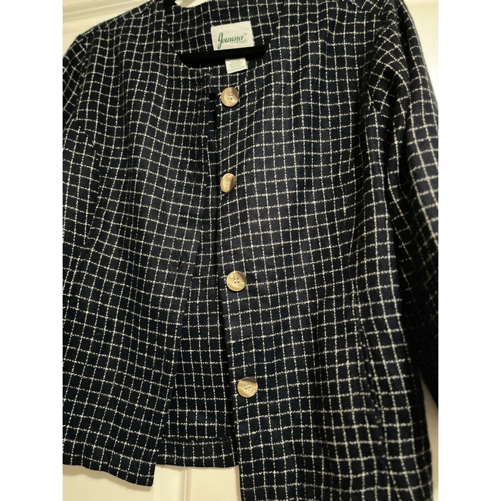Joanna Vintage Plaid Blazer Jacket Blue XL - Picture 7 of 8